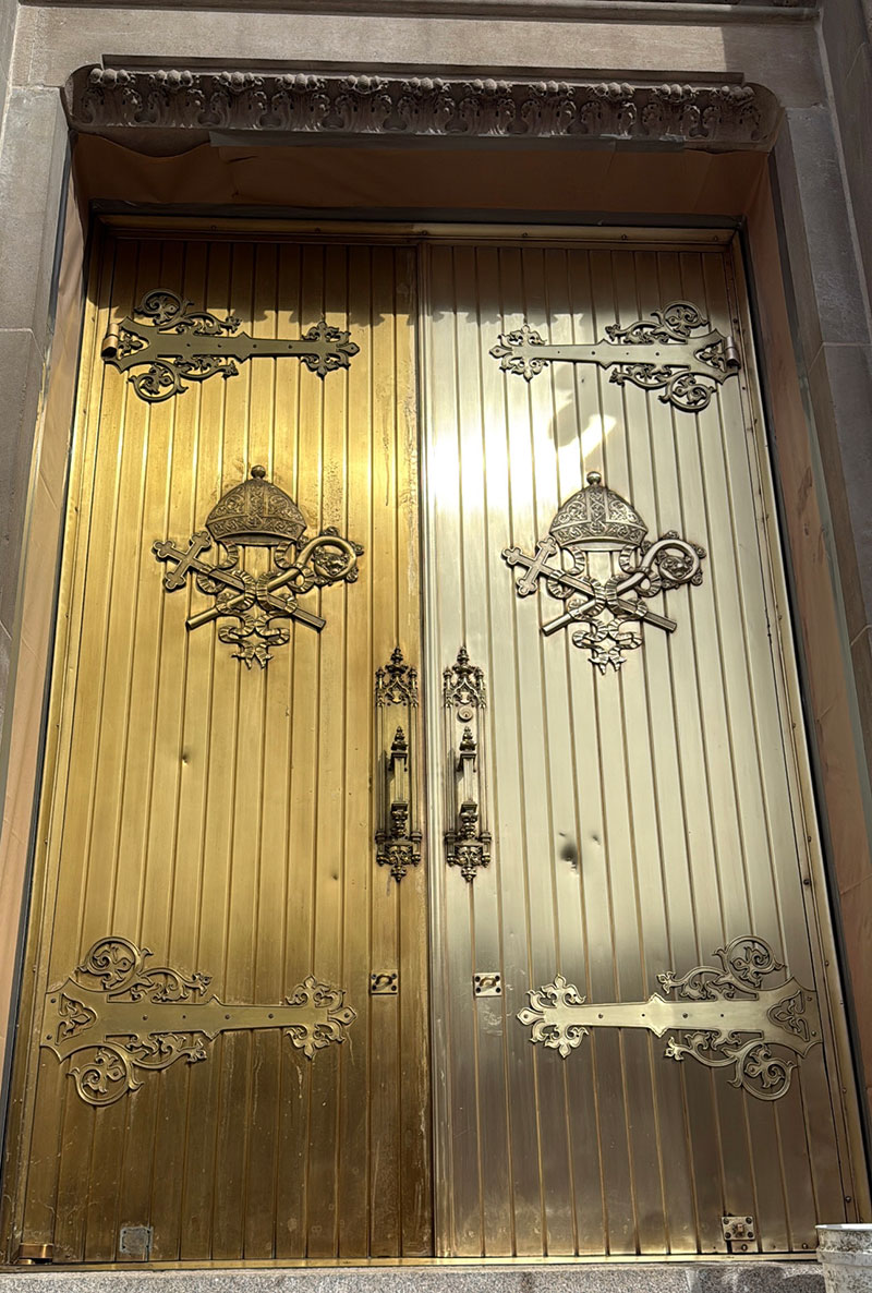 monumental bronze entrance doors at the Cathedral Basilica of the Immaculate Conception in Denver